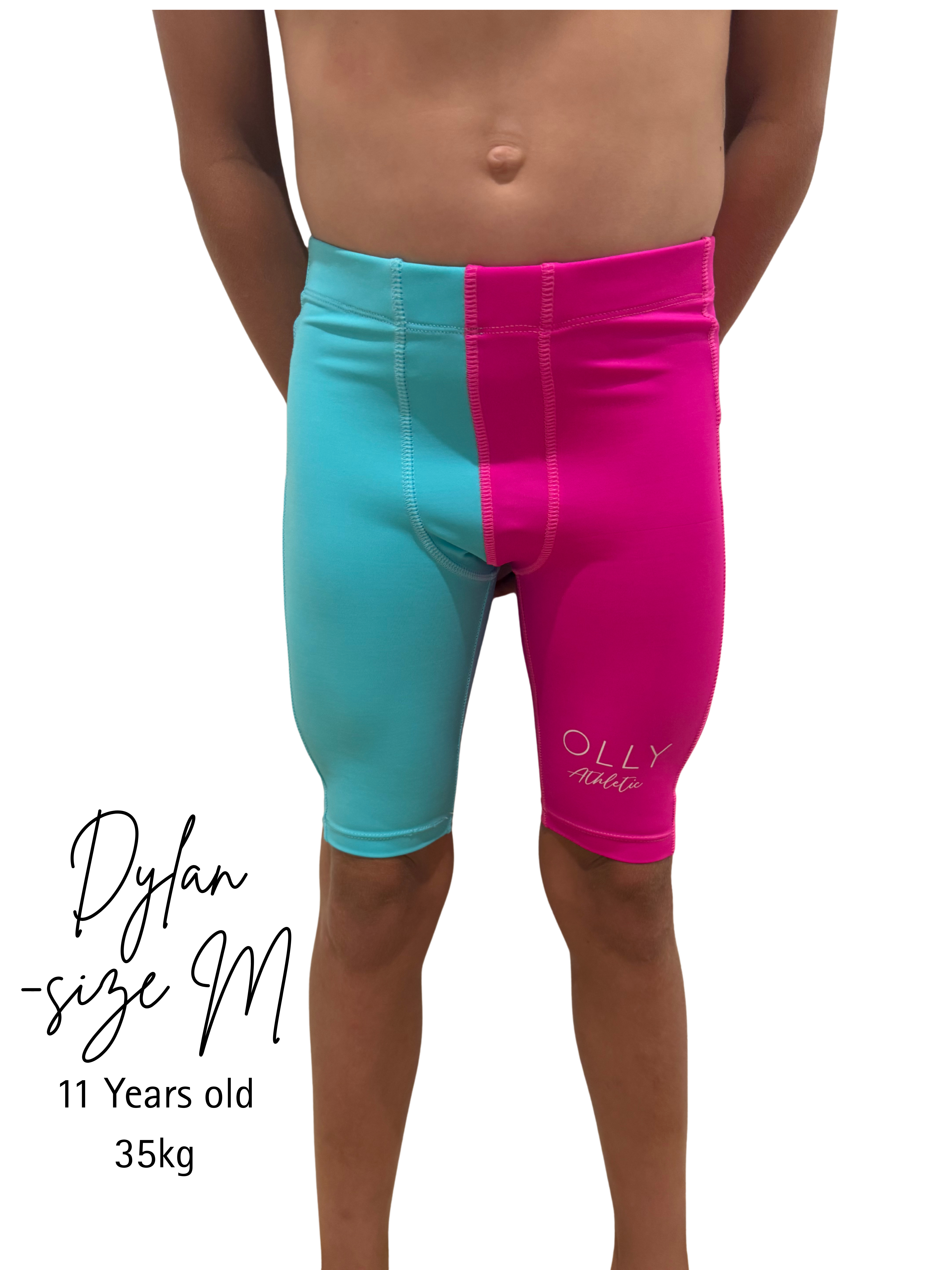 OLLY ATHLETIC HALF/HALF AQUA/NEON PINKSKINS - BOYS