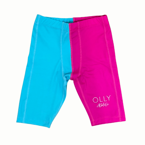OLLY ATHLETIC HALF/HALF AQUA/NEON PINKSKINS - BOYS