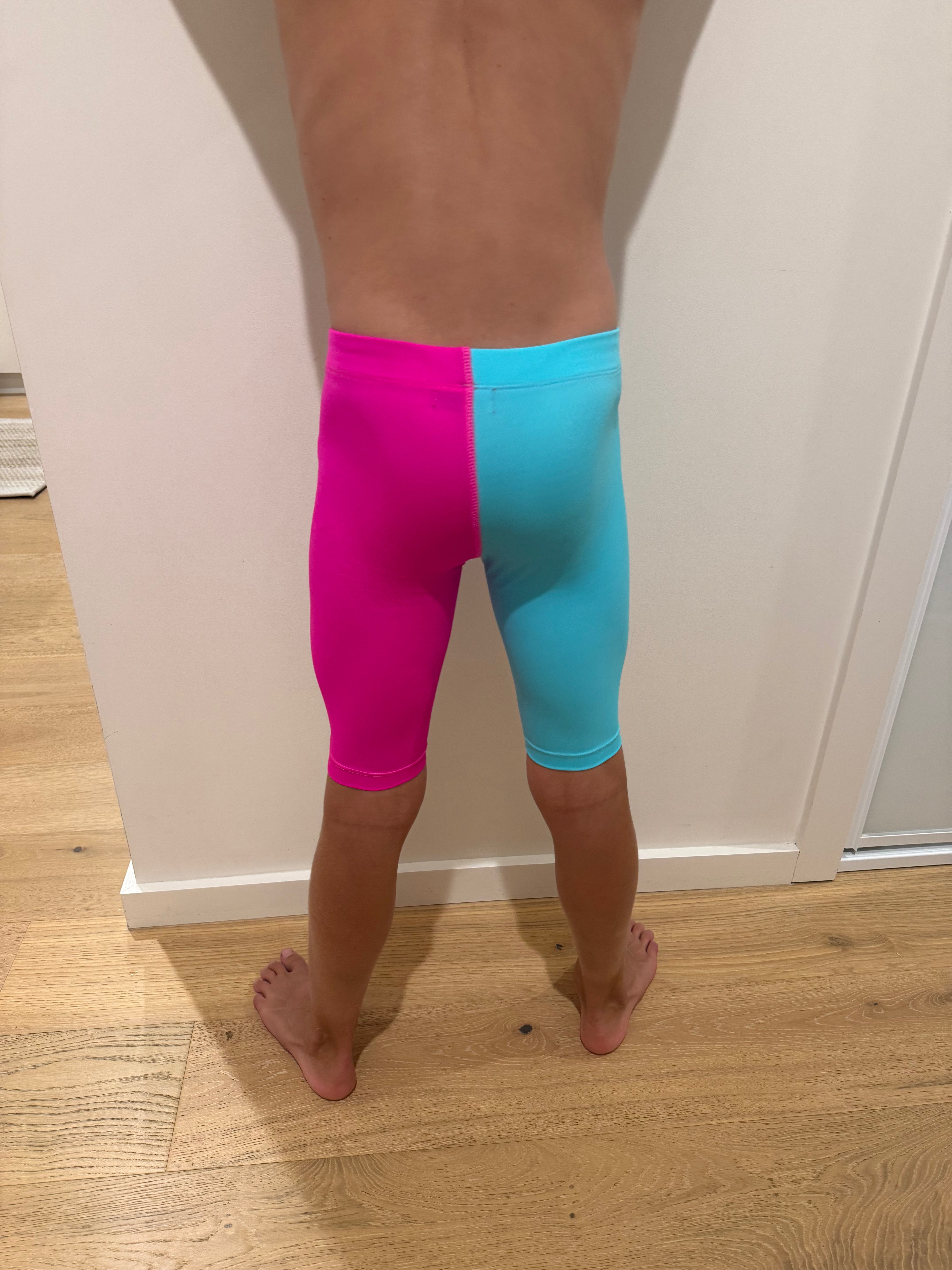 OLLY ATHLETIC HALF/HALF AQUA/NEON PINKSKINS - BOYS