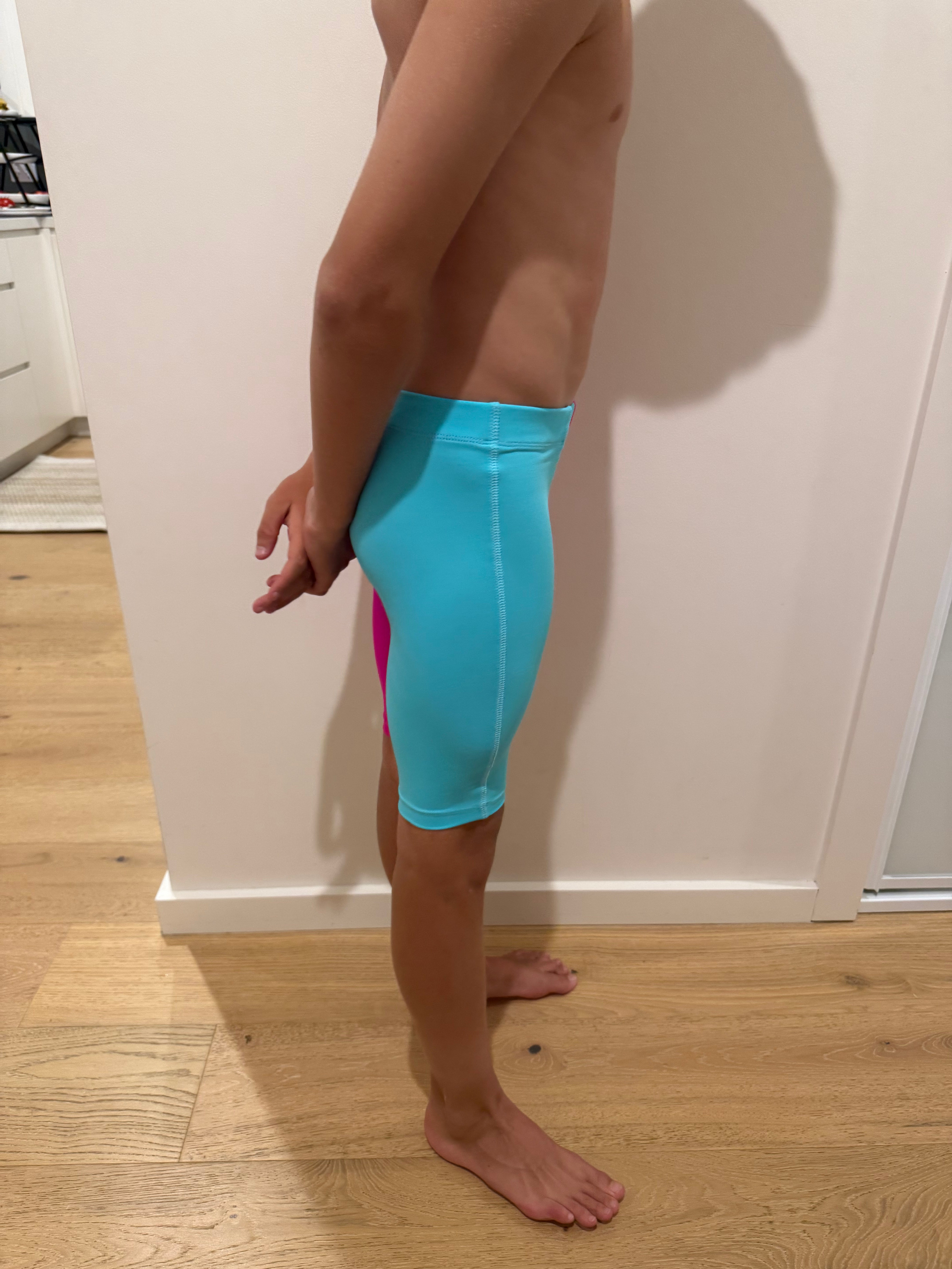 OLLY ATHLETIC HALF/HALF AQUA/NEON PINKSKINS - BOYS